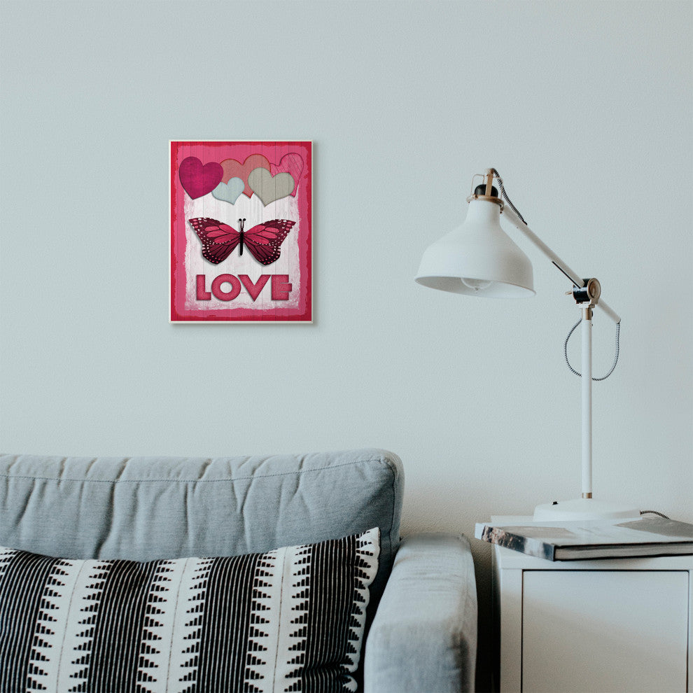Butterfly Love Heart Pink Design, 10"x15"
