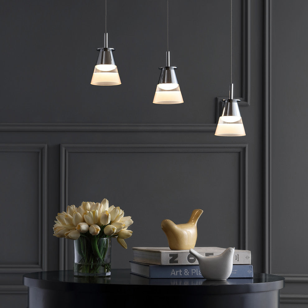 Alain 1-Light Adjustable Metal Integrated LED Pendant, 19.5"