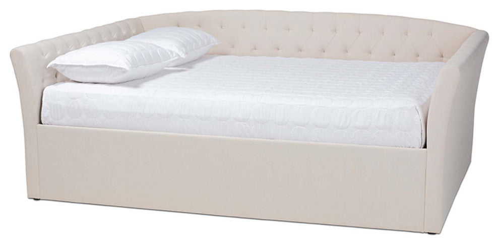 Jayleen Fabric Upholstered Daybed, Beige, Queen