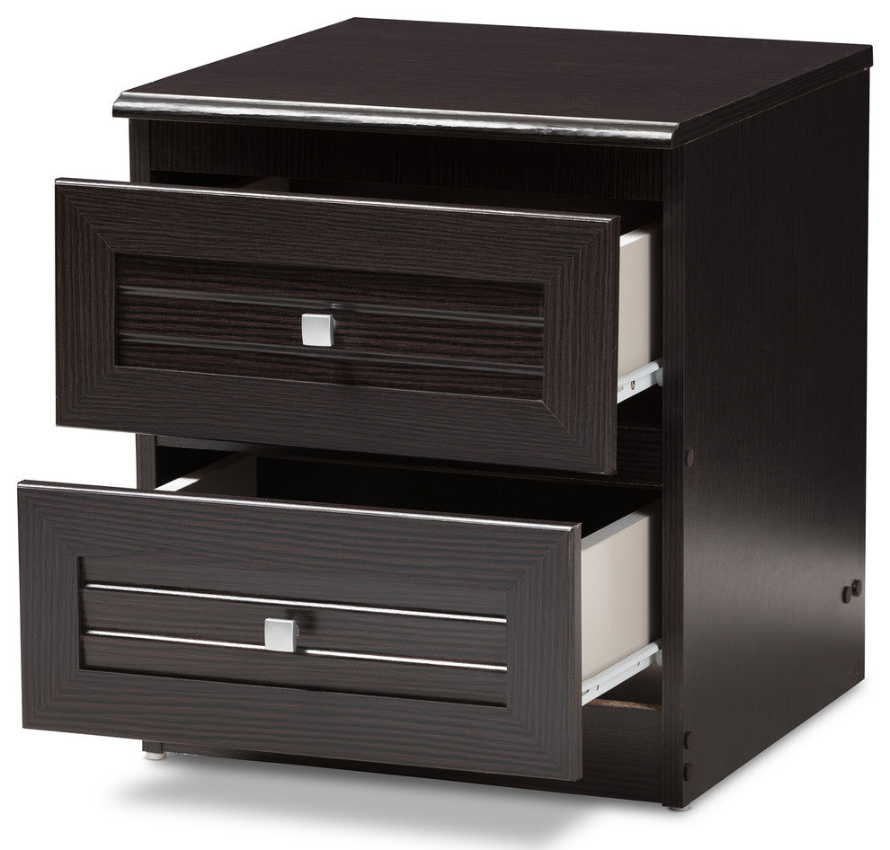 Carine Modern and Contemporary Wenge Brown Finished 2-Drawer Nightstand