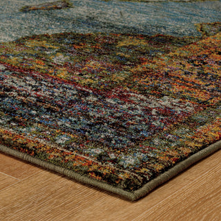 Adeline Jewelled Medallion Blue and  Multi Area Rug, 5'3"x7'3"