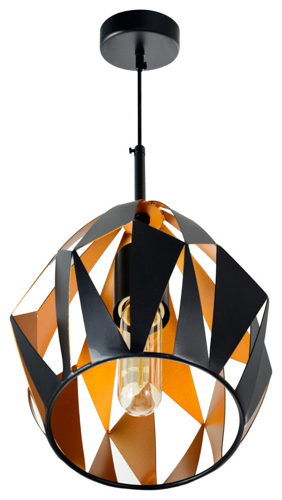 Oxide 1 Light Down Pendant With Black+Copper Finish