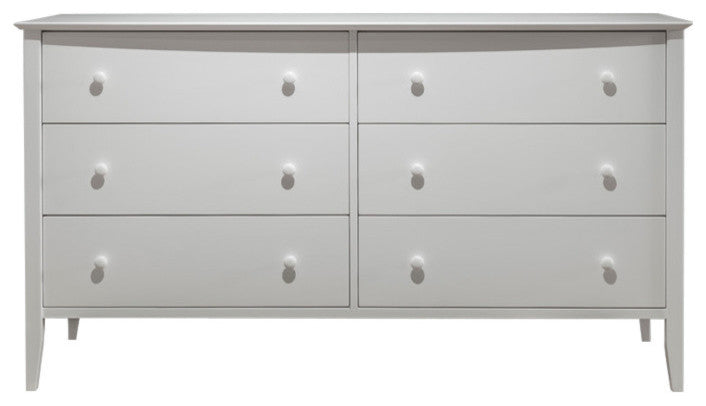 Cottage 6 Drawer Double Dresser, Coastal White
