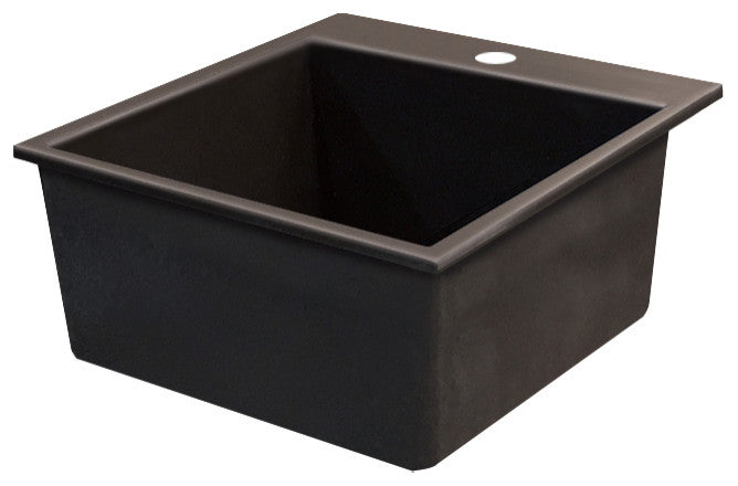 Transolid Quantum 22"x20" silQ Granite Single Bowl Kitchen Sink, Espresso