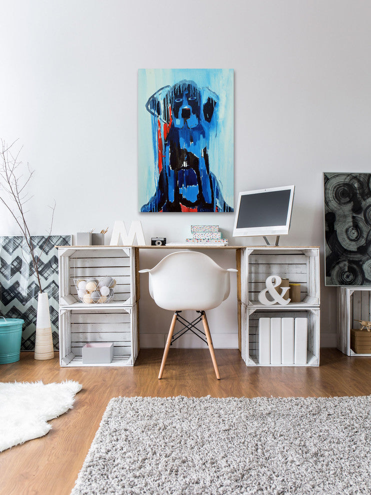 "Soaked Puppy" Painting Print on Wrapped Canvas, 12"x18"