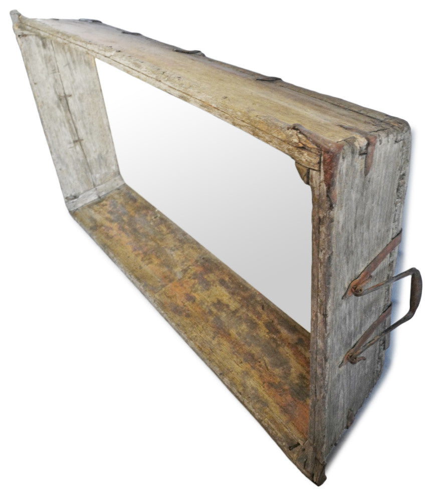 Vintage Wood Trough Mirror