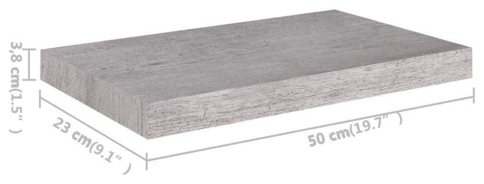 vidaXL Wall Shelves Floating Display Shelves for DVDs 2 Pcs Concrete Gray