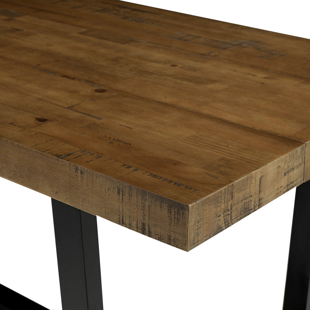 Dining Table Solid Pine Wood - Woven Paths Rustic Farmhouse, Reclaimed Barnwood