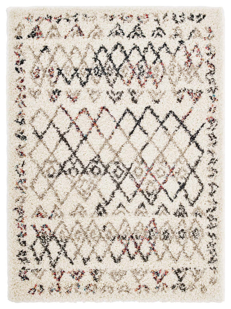 Skadi Rainbow Diamond 5x8 Shag Area Rug-Multicolor