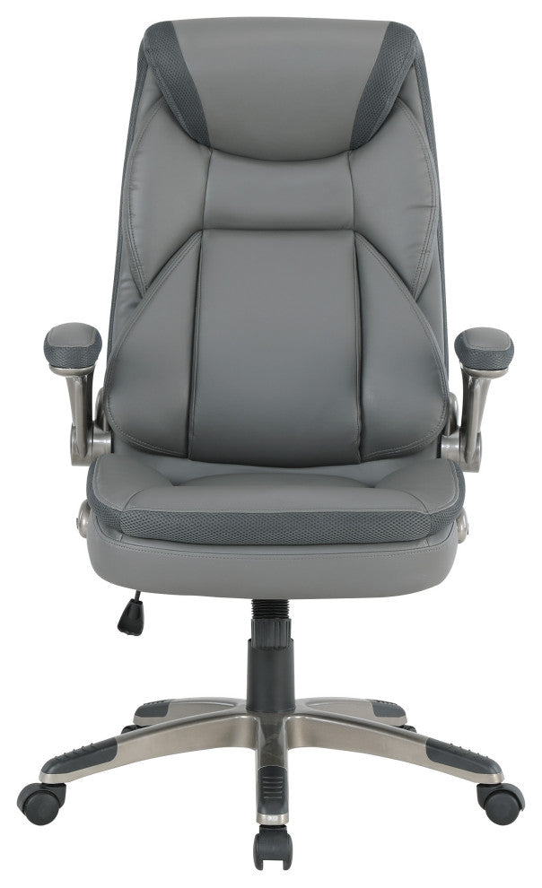 Executive Charcoal Bonded Leather Office Chair With Titanium Coated Ny