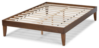 Modern Walnut Brown Finished Queen Size Platform Bed Frame