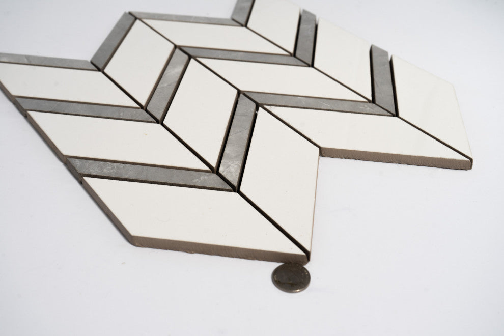 Chevron 11.8"x11.8" Herringbone Gray Porcelain Wall & Floor Mosaic Tile