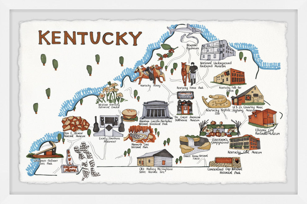 "White Kentucky Spots" Framed Painting Print, 36x24
