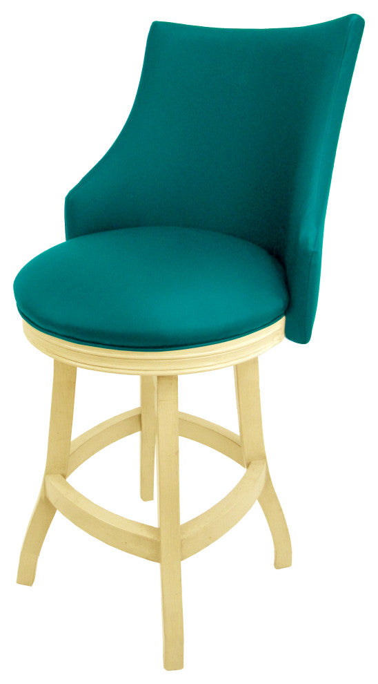 Swivel Wood Counter Bar Stool 26", Bellissima, Teal - Beige