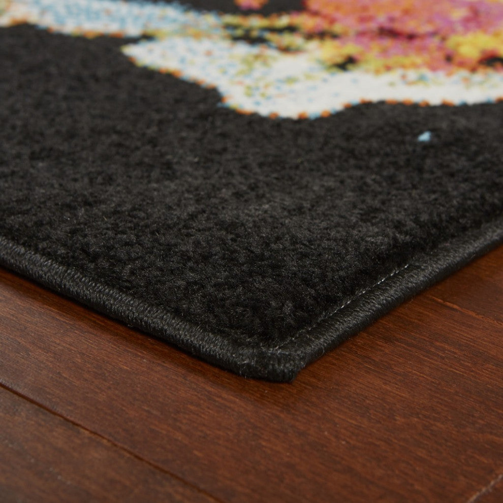8" x 9" Black Abstract Explosion Area Rug