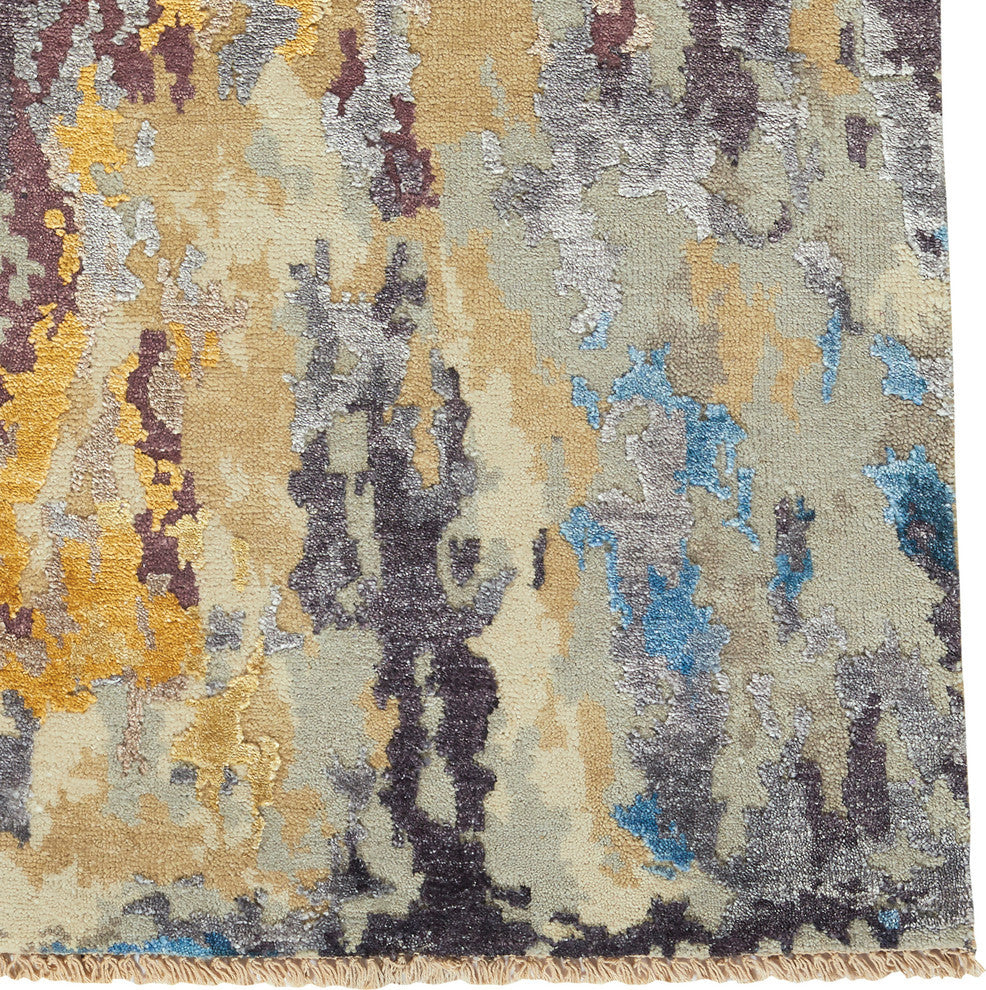 Vanida Rectangle Hand Knotted Rug, Honey Yellow, 9''x12''