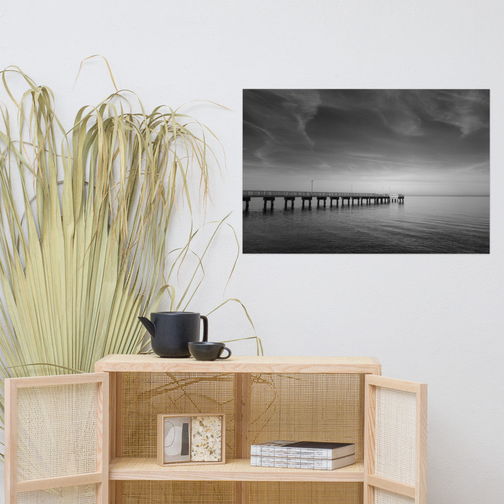 End of the Pier Landscape Photo, Beach Unframed Wall Art Print, 24" X 36"