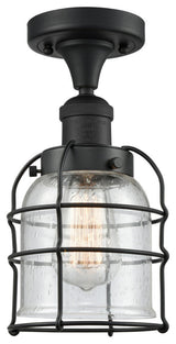 Small Bell Cage 1-Light Semi-Flush Mount, Matte Black, Seedy