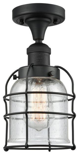 Small Bell Cage 1-Light Semi-Flush Mount, Matte Black, Seedy