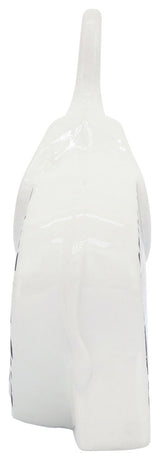 Ceramic 7"L Elephant Trunk Up, Black/White