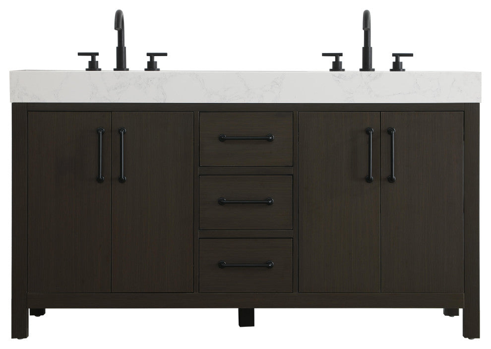 Home Living 60" Double Bathroom Vanity, Mocha Brown