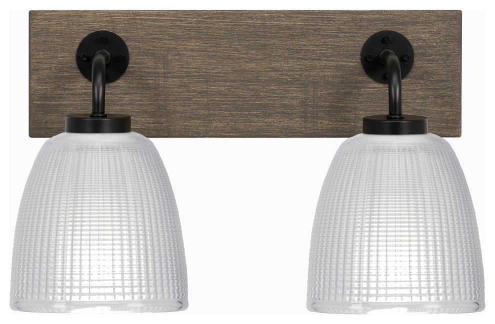Oxbridge, Bath Bar, Matte Black & Painted Distressed Metal, 5" Clear Ribbed