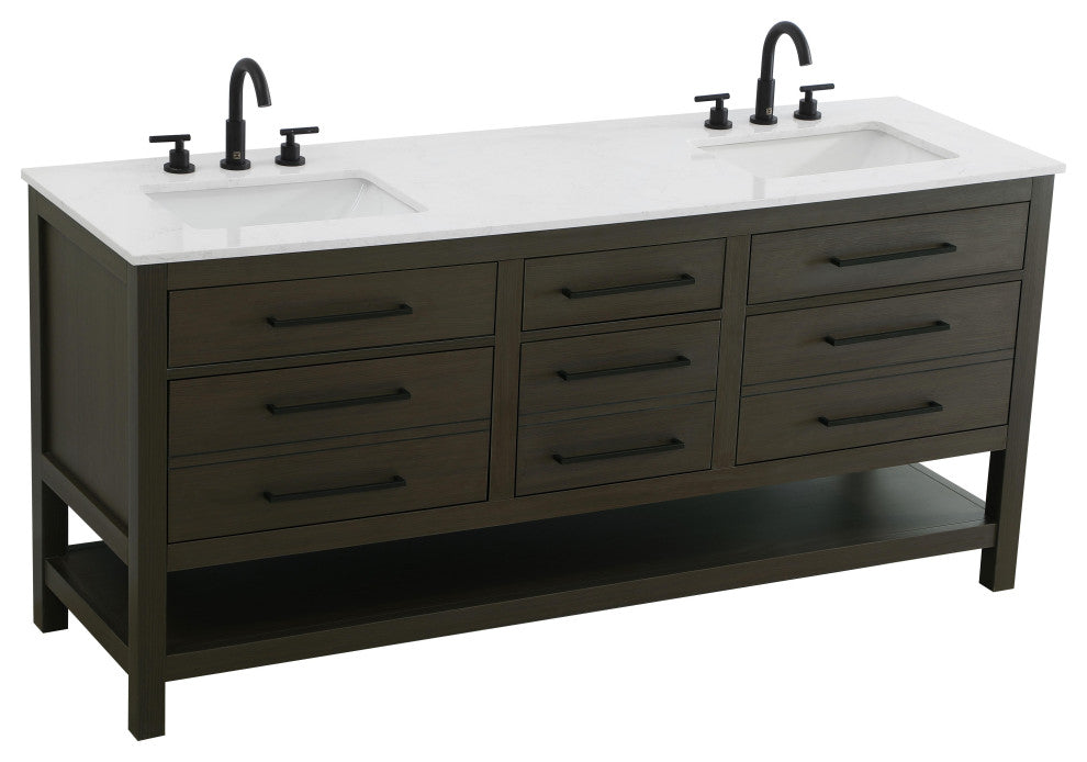 Home Living 72" Double Bathroom Vanity, Mocha Brown
