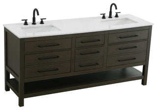 Home Living 72" Double Bathroom Vanity, Mocha Brown