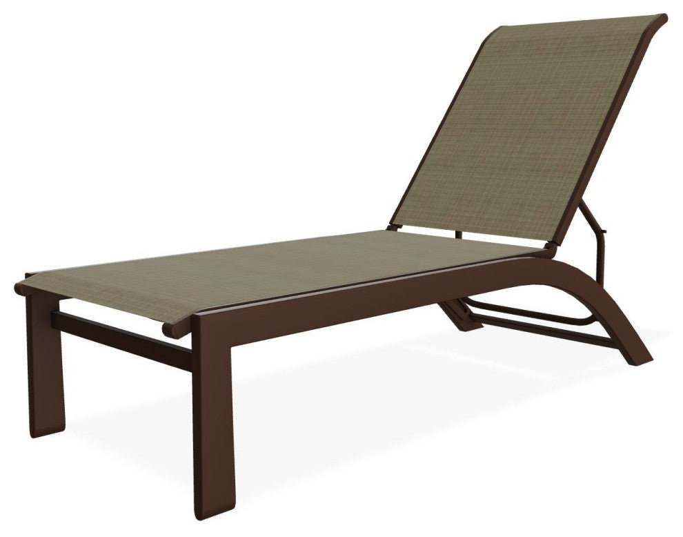 Kendall Sling Stackable Outdoor Chaise Lounge, Elevation Stone/Kona