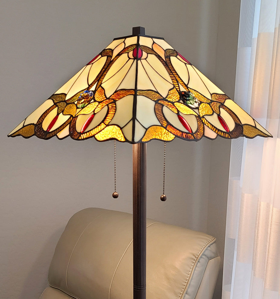 Tiffany Style 2 Light Journey Floor Lamp, 63" Tall