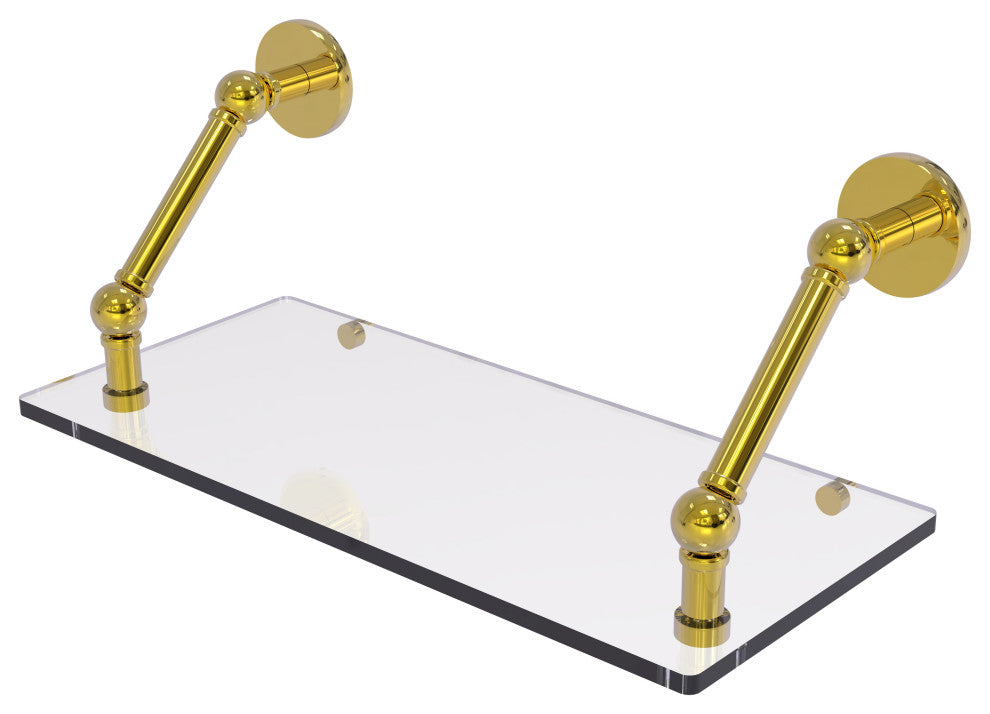Prestige Skyline 18" Floating Glass Shelf, Polished Brass
