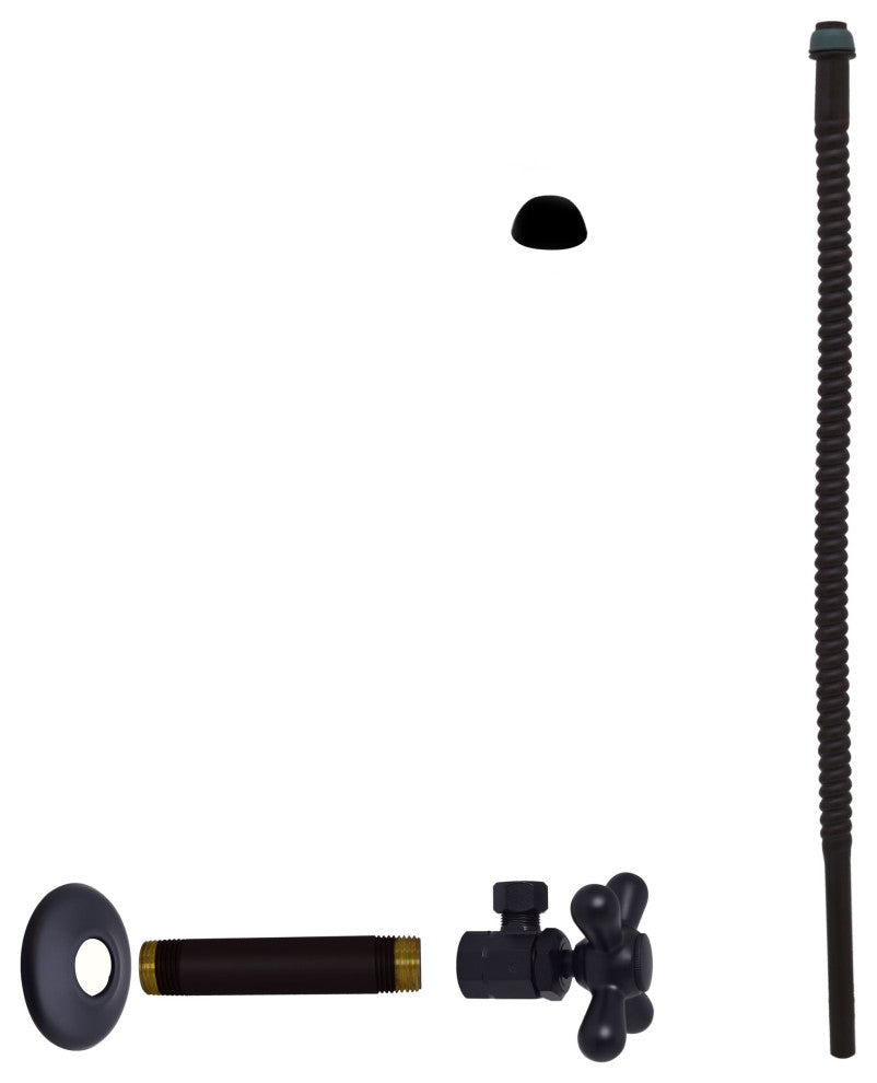 Supply Kit - 1/2" Ips X 3/8" Od X 15" Corrugated In Polished Brass, Powder Coated Flat Black