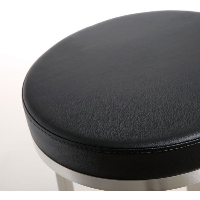 Pratt Swivel Counter Stool, Modern PU Leather Stainless Steel Stool SetOf2, Blac