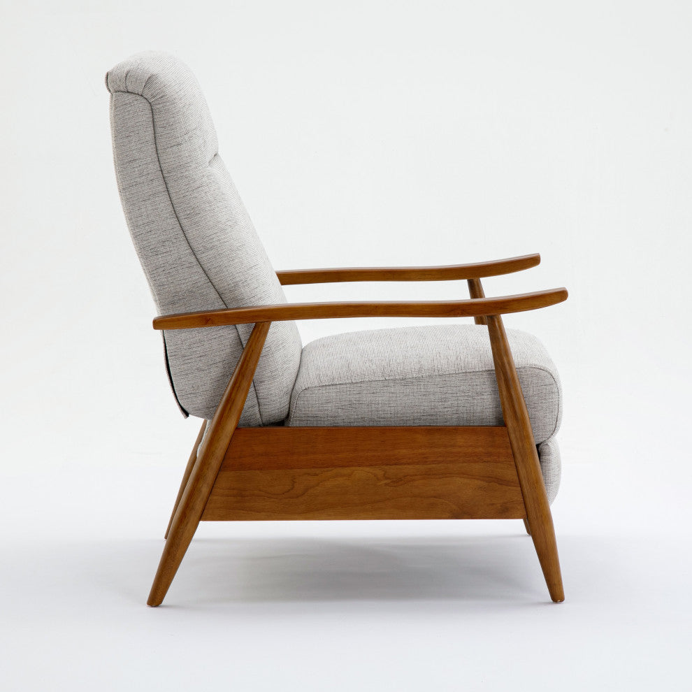 Terni Wood Arm Push Back Recliner, Performance Fabric, Sea Oat