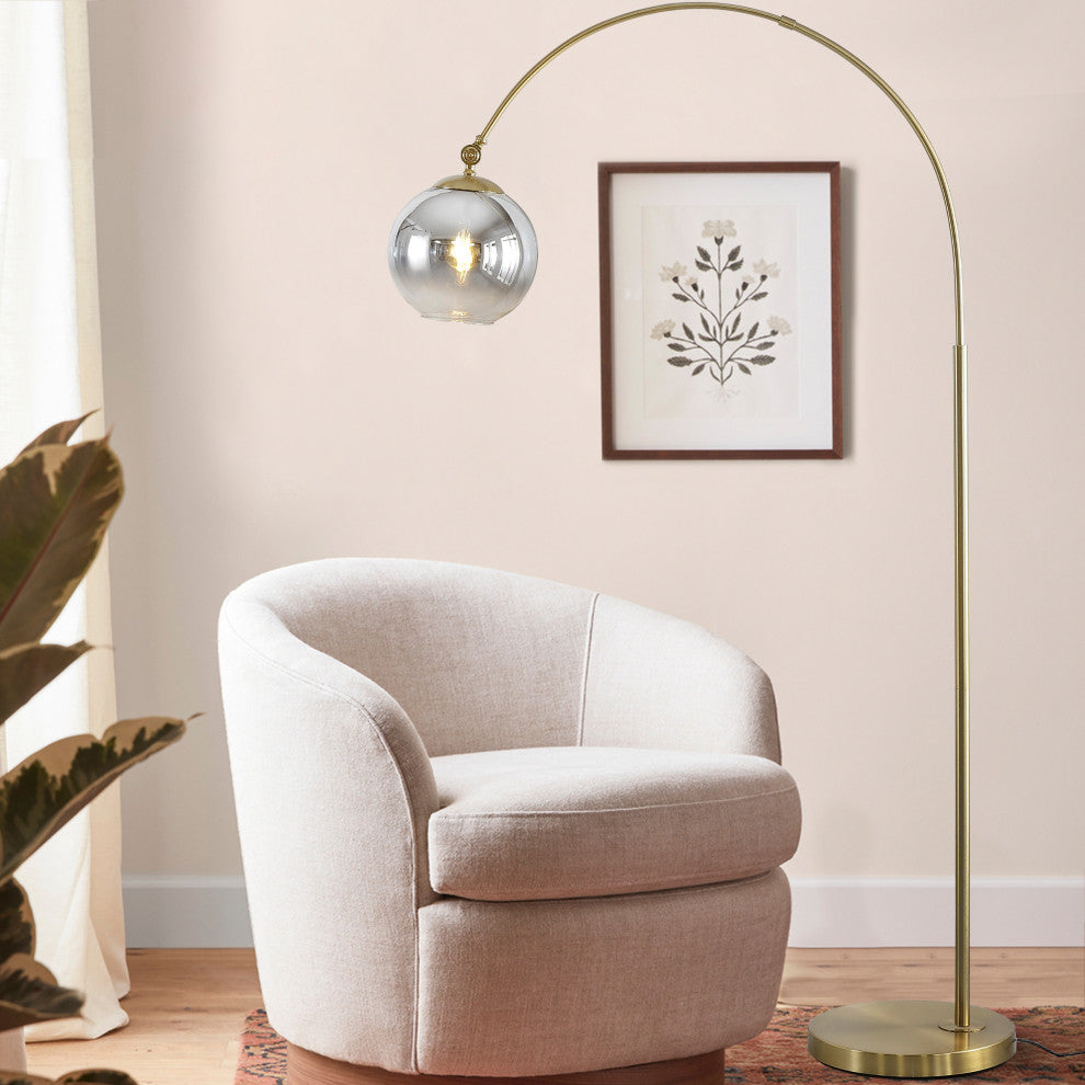 Nora 71" Coastal Vintage Iron LED Floor Lamp, Gold