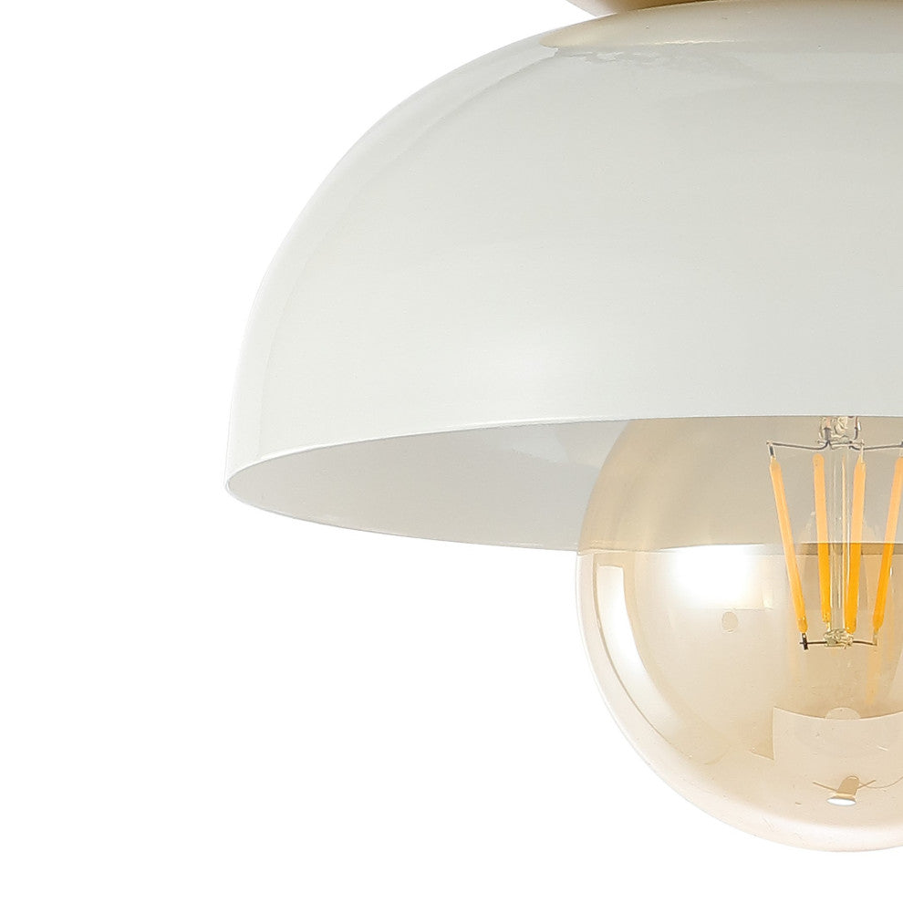 Paulina 8.5" 1-Light Iron LED Flush Mount, White/Gold Painting