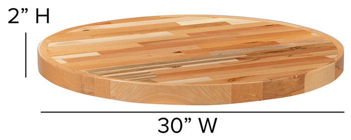 Round Butcher Block Style Table Top, 30"