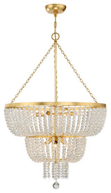 Rylee 8 Light Chandelier in Antique Gold with Hand Cut Faceted Beads