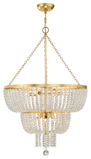 Rylee 8 Light Chandelier in Antique Gold with Hand Cut Faceted Beads