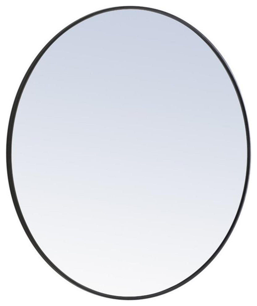 Elegant Decor Eternity 42" Round Metal Frame Mirror in Black
