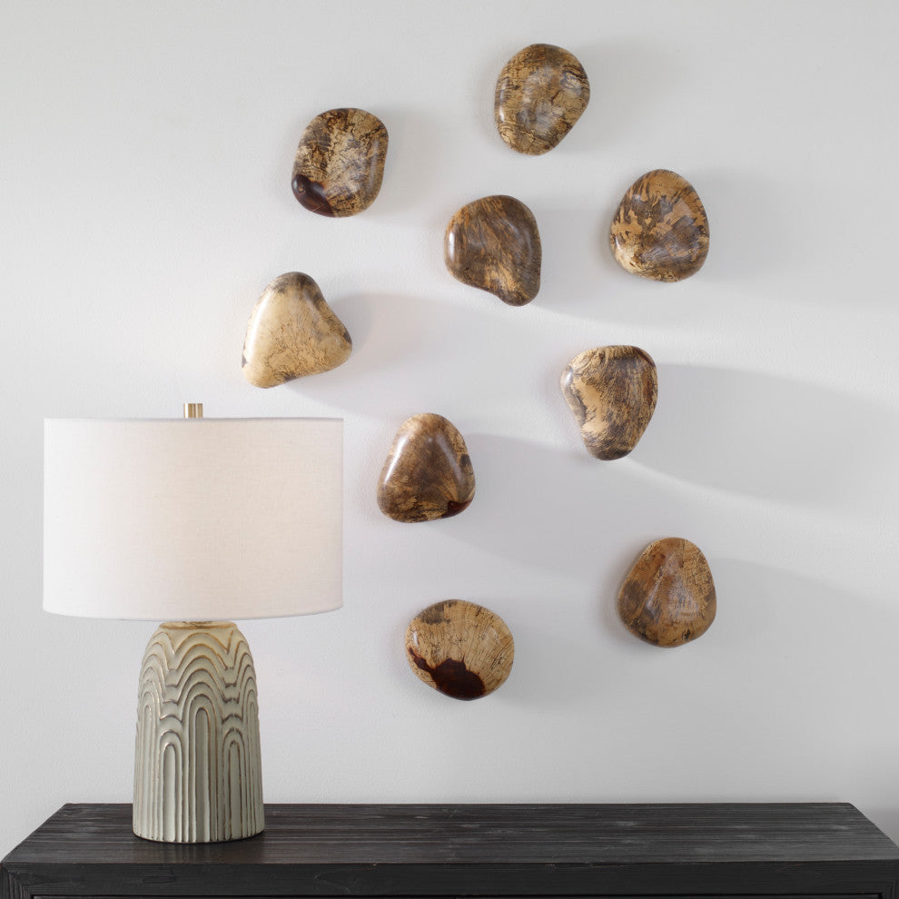Uttermost Pebbles Blonde Wood Wall Decor, Set of 9