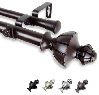 Jacob 1" Double Curtain Rod, Mahogany, 28-48"
