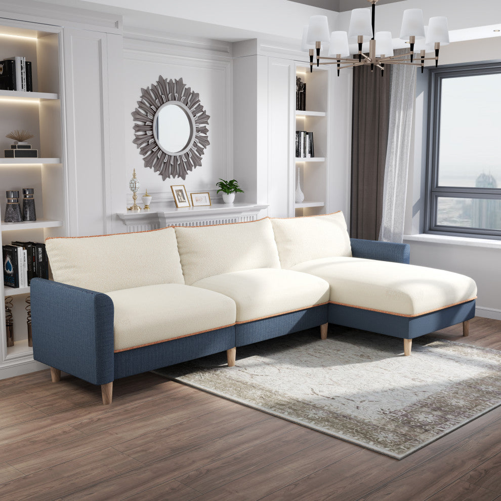 L-Shaped Linen Sectional Sofa with High-Elasticity Cotton Backrest