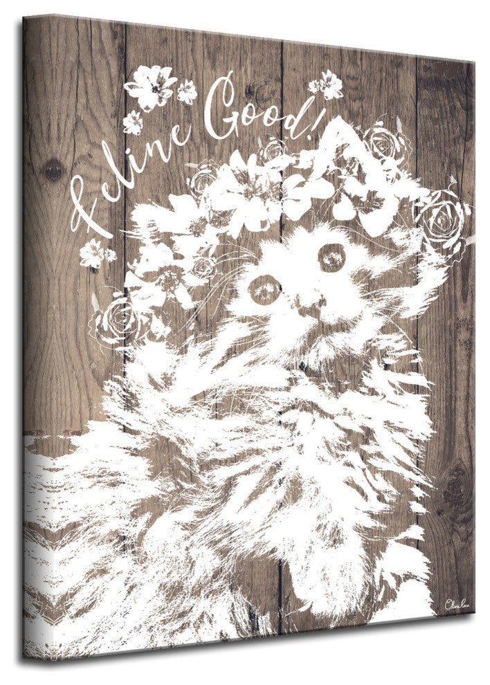 Ready2HangArt ''Feline Good'' Wrapped Canvas Cat Wall Art, 30"x20"