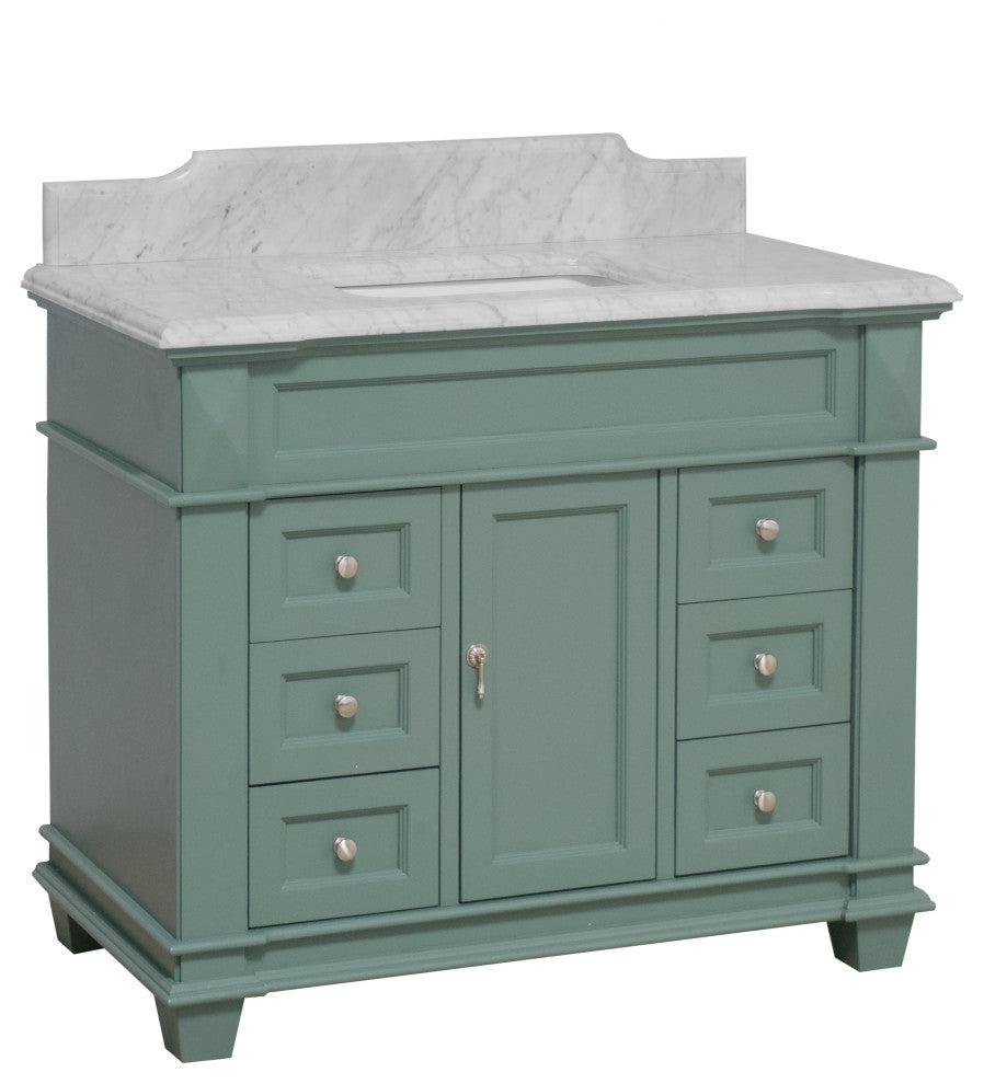 Elizabeth 42" Bathroom Vanity, Sage Green, Carrara Marble