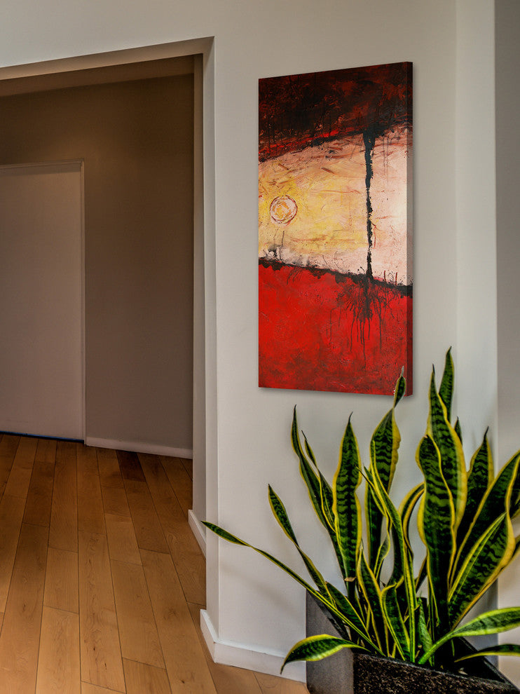 "Rooted in Red" Painting Print on Wrapped Canvas, 12"x24"