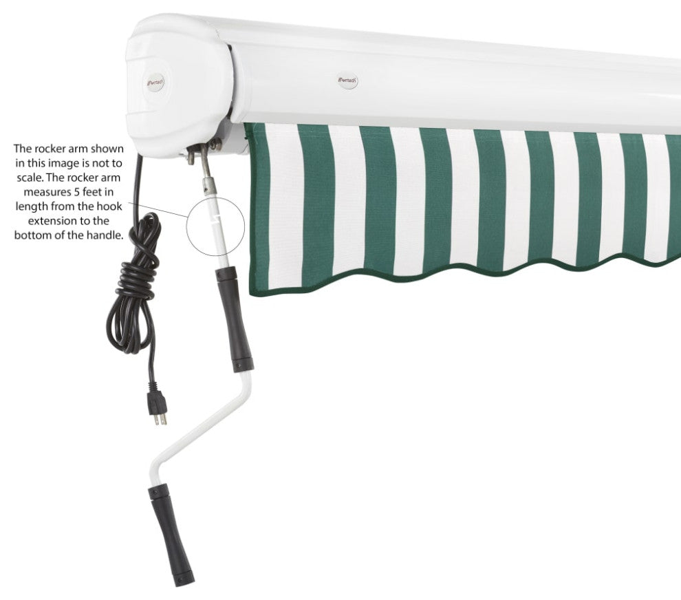 Awntech 20x10' Full Cassette Left Motor Acrylic Retractable Awning, Forest/White
