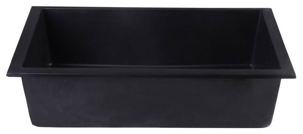 ALFI brand AB3020UM-BLA Black Undermount Granite Composite Kitchen Sink