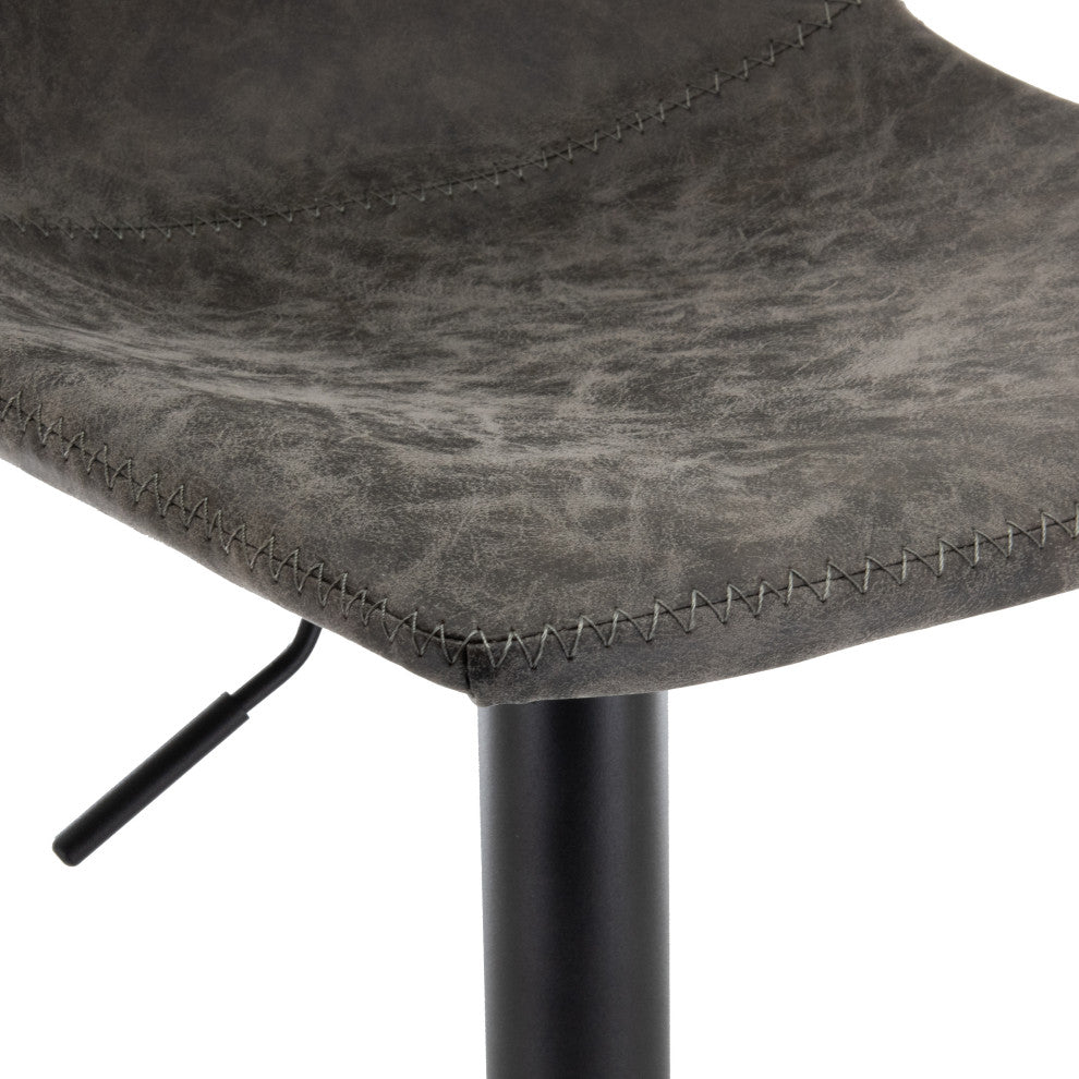 LeisureMod Tilbury Modern Adjustable Height & Swivel Bar Stool, Gray