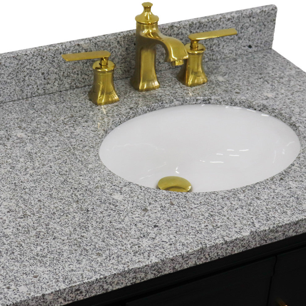 37" Single Vanity, Dark Gray Finish With Gray Granite
